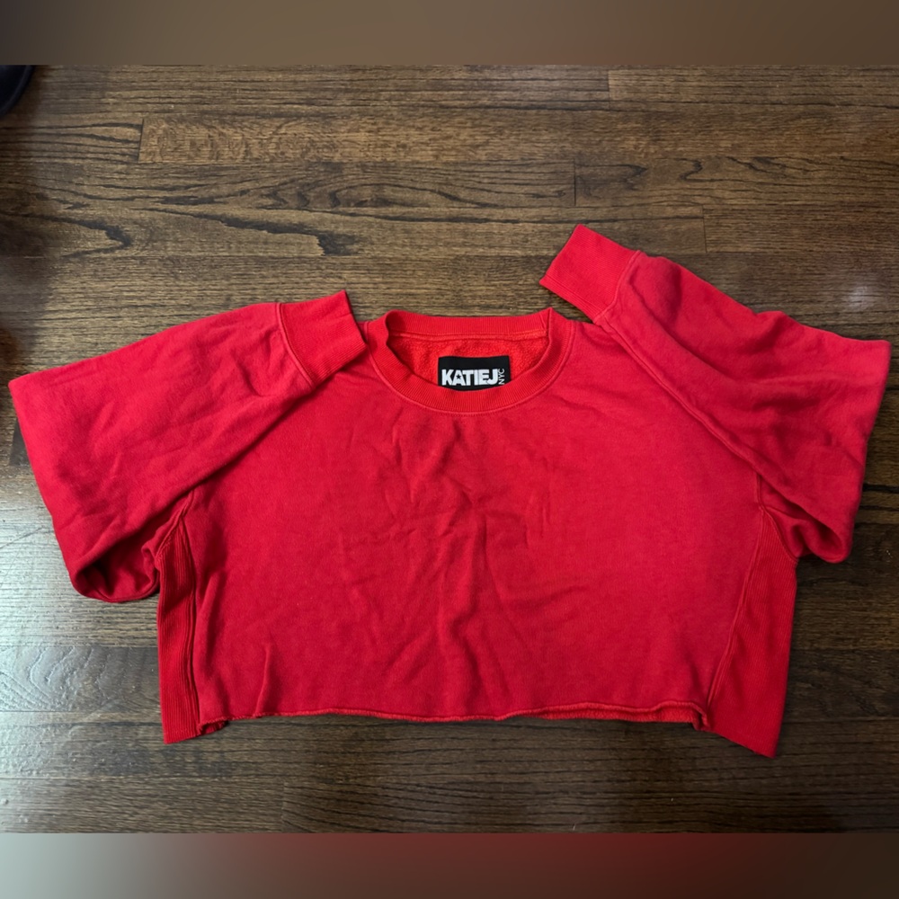 Katie J NYC Cropped Red Crewneck